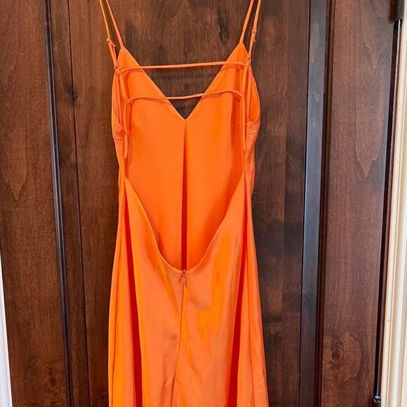 Zara Orange Satin Maxi Dress - Picture 8 of 12